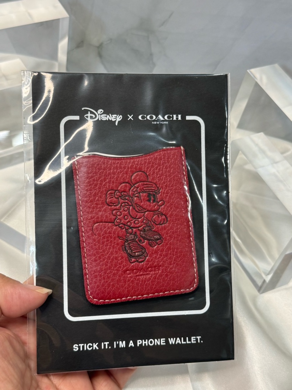 NIP Disney x Coach Minnie Mouse Roller Skating Phone Wallet Red